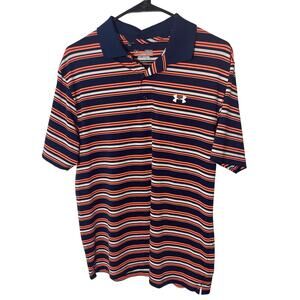 Under Armour Auburn Tiger's Stripe Heat Gear Men's Golf Sports Tech Polo